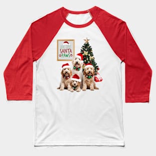 Here Comes Santa Paws Doodle Style! Baseball T-Shirt